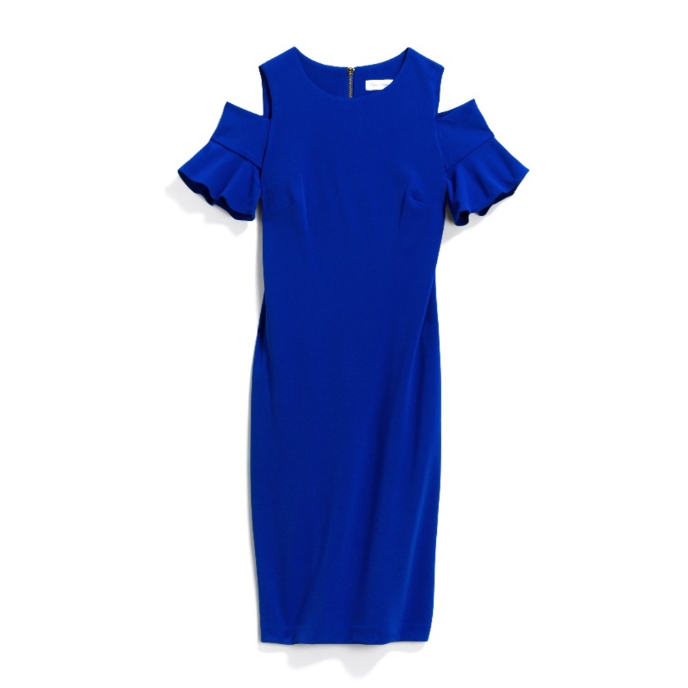 Calvin Klein Cold Shoulder Midi Dress w/ Zip Back